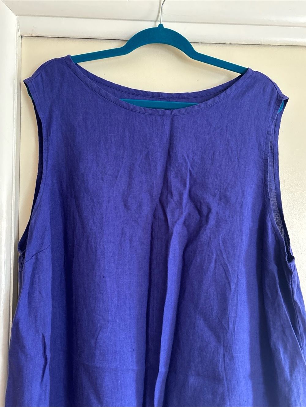 Flax Sleeveless Linen Midi Dress in Deep Violet Blue - Picture 2 of 8